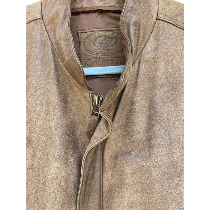 Georgetown leather Large / Brown Preowned Brown Georgetown Leather Design Bomber Jacket  * Size Large men’s 302