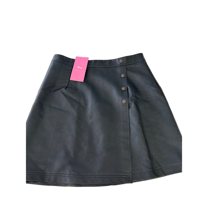 GINASY XL / Black Ginasy Faux Leather A-Line Wrap Mini Skirt *  XL - Trendy & Timeless w1627