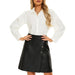 GINASY XL / Black Ginasy Faux Leather A-Line Wrap Mini Skirt *  XL - Trendy & Timeless w1627