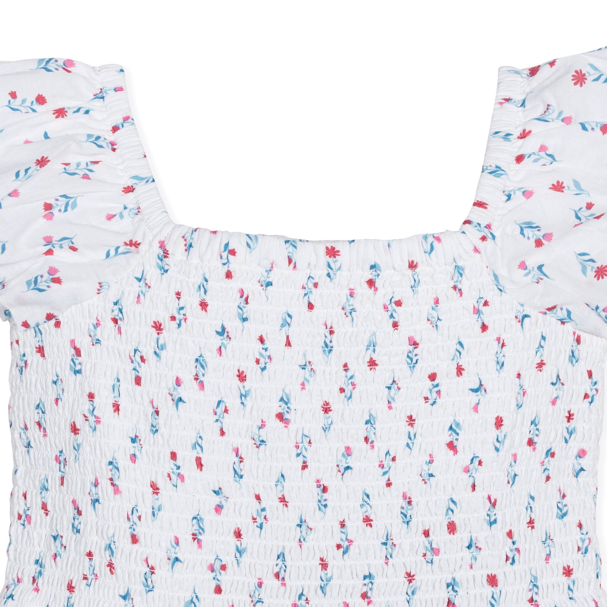 Girls Organic Puff Sleeve Smocked Romper – Paris Floral | Hope & Henry - Triniskies