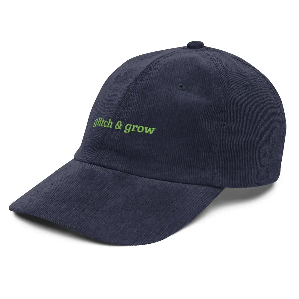 Trini Skies grow embroidered navy blue corduroy cap trendy y2k