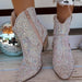 Gloryinterest Women's Rhinestone Ankle Boots Chunky Western Cowboy Short Booties Size 40 / 8