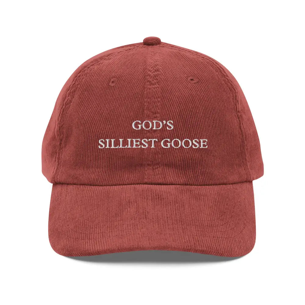 Silliest Goose Embroidered reddish-brown corduroy baseball cap