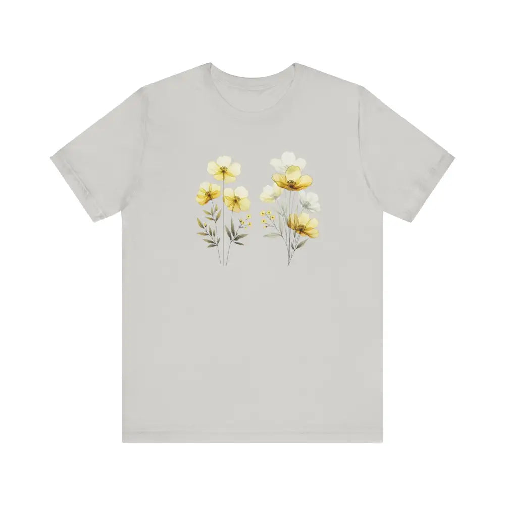 Light grey wildflowers graphic tee with watercolor floral design