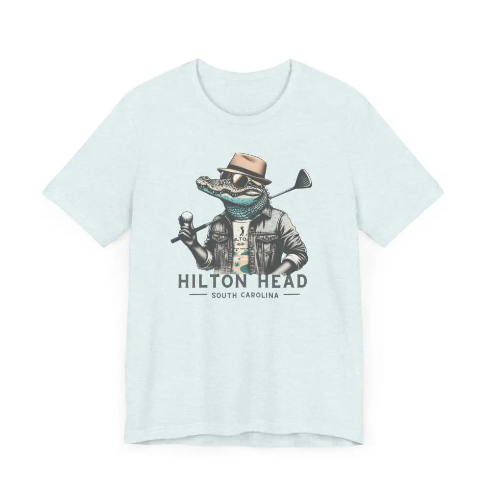 Light blue Gator Golf Graphic Tee with alligator print, Hilton Head