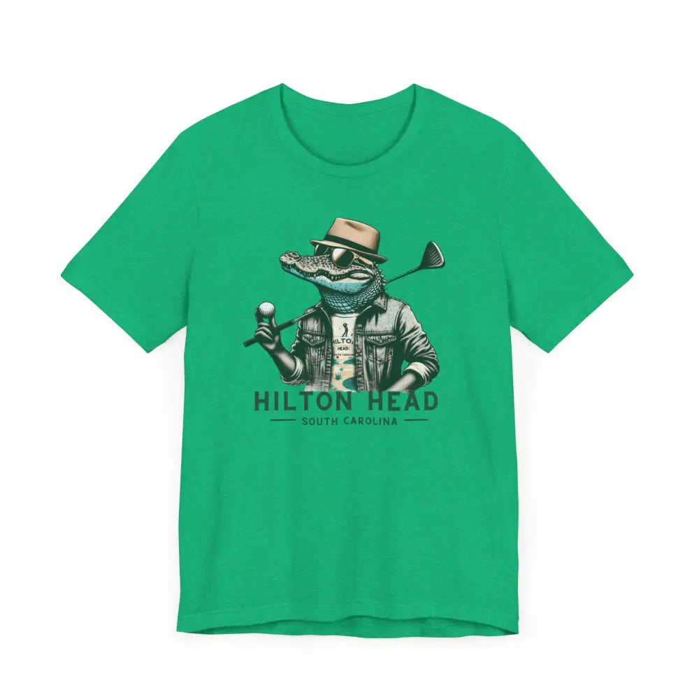 Green Gator Golf Graphic Tee with alligator design, Hilton Head