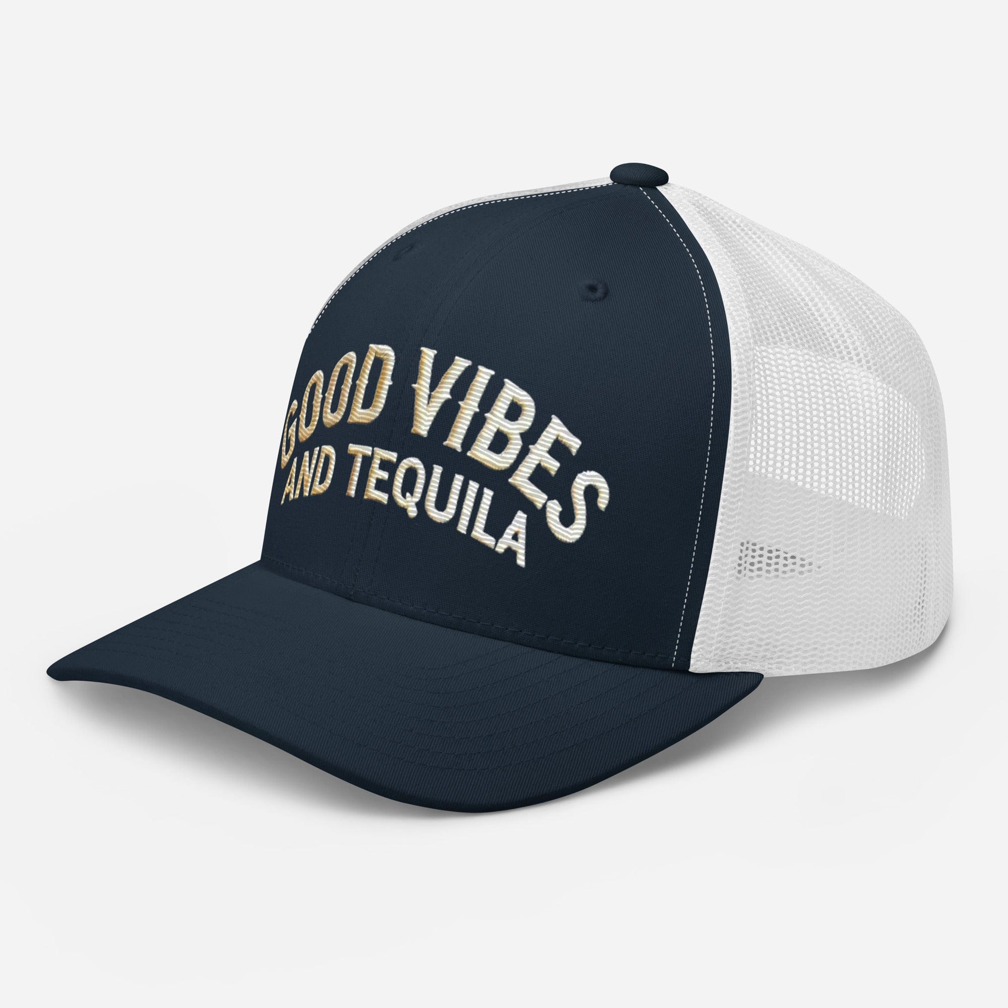 Good Vibes and Tequila Embroidered Trucker Cap: Classic Mesh Back, Adjustable Fit Great Gift - Triniskies