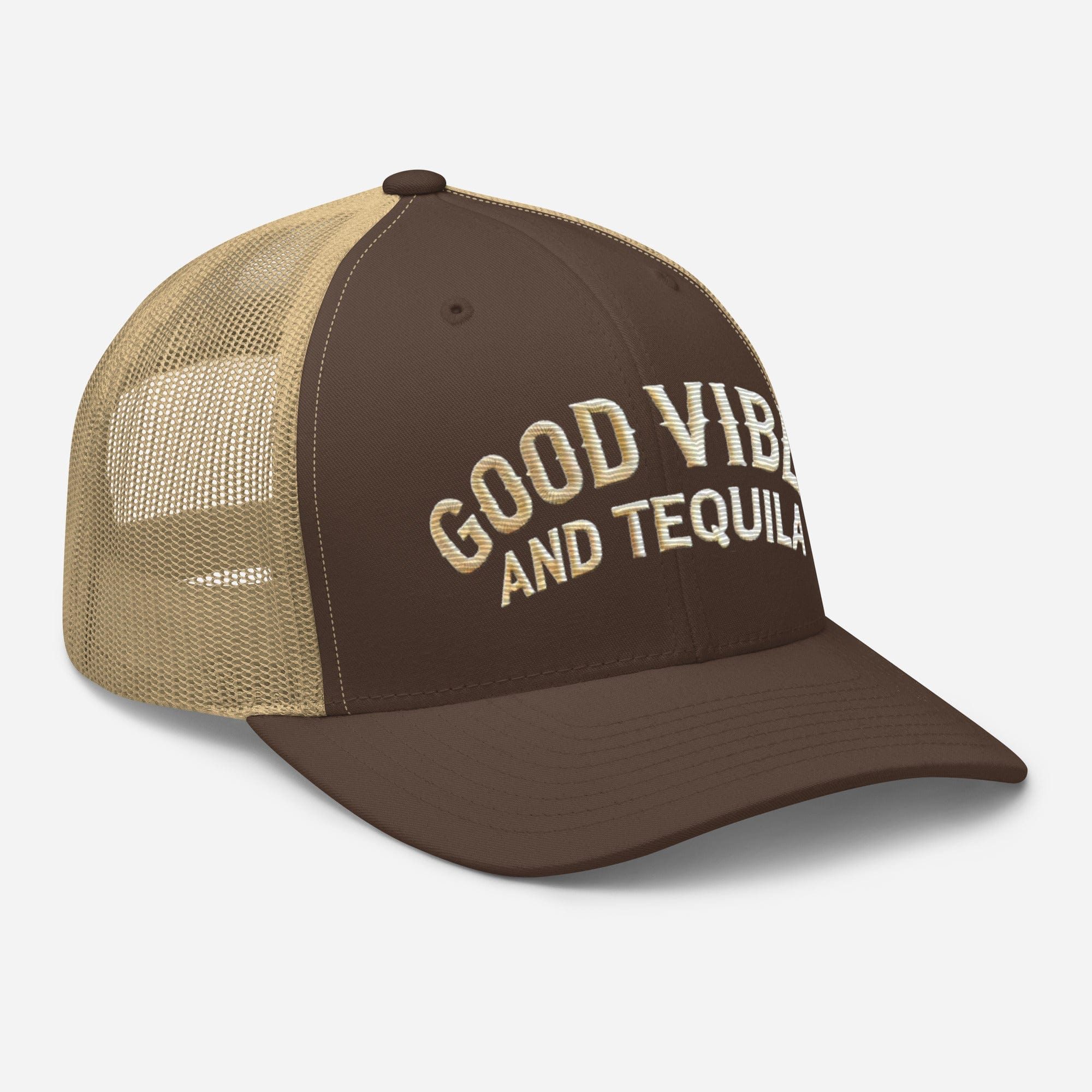 Good Vibes and Tequila Embroidered Trucker Cap: Classic Mesh Back, Adjustable Fit Great Gift - Triniskies