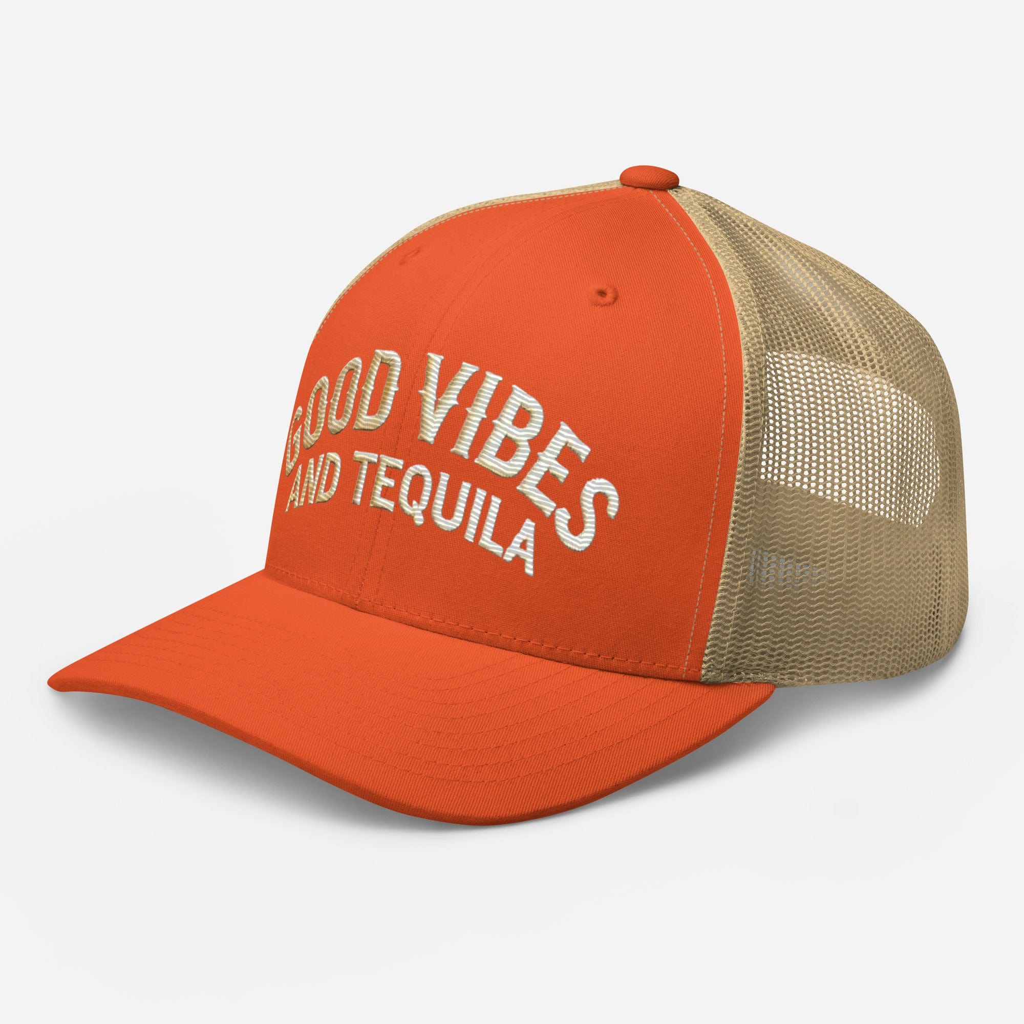 Good Vibes and Tequila Embroidered Trucker Cap: Classic Mesh Back, Adjustable Fit Great Gift - Triniskies