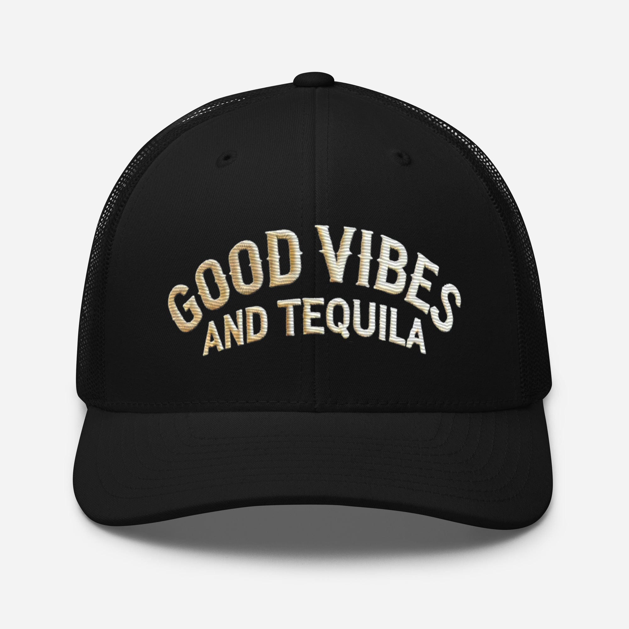 Good Vibes and Tequila Embroidered Trucker Cap: Classic Mesh Back, Adjustable Fit Great Gift - Triniskies