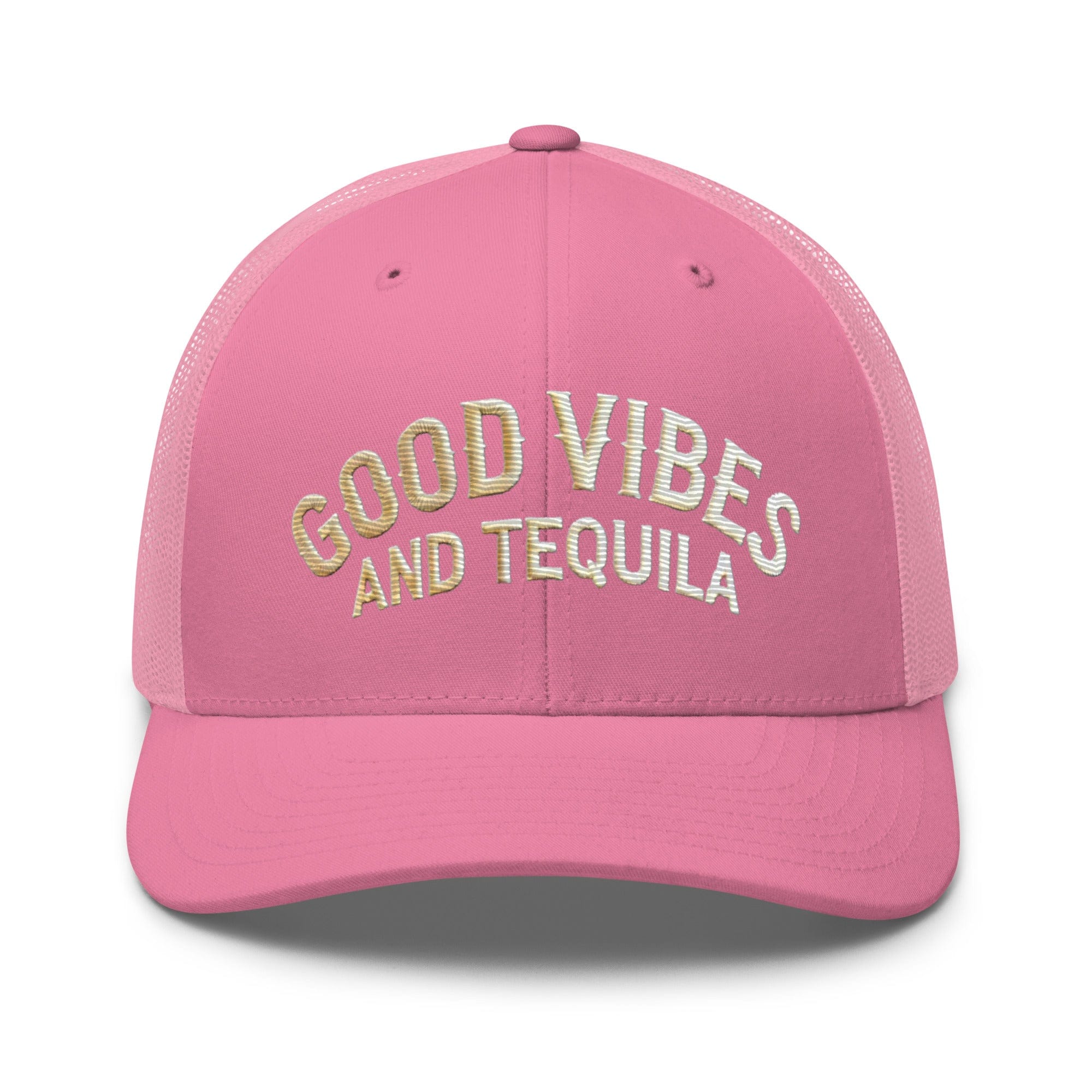 Good Vibes and Tequila Embroidered Trucker Cap: Classic Mesh Back, Adjustable Fit Great Gift - Triniskies