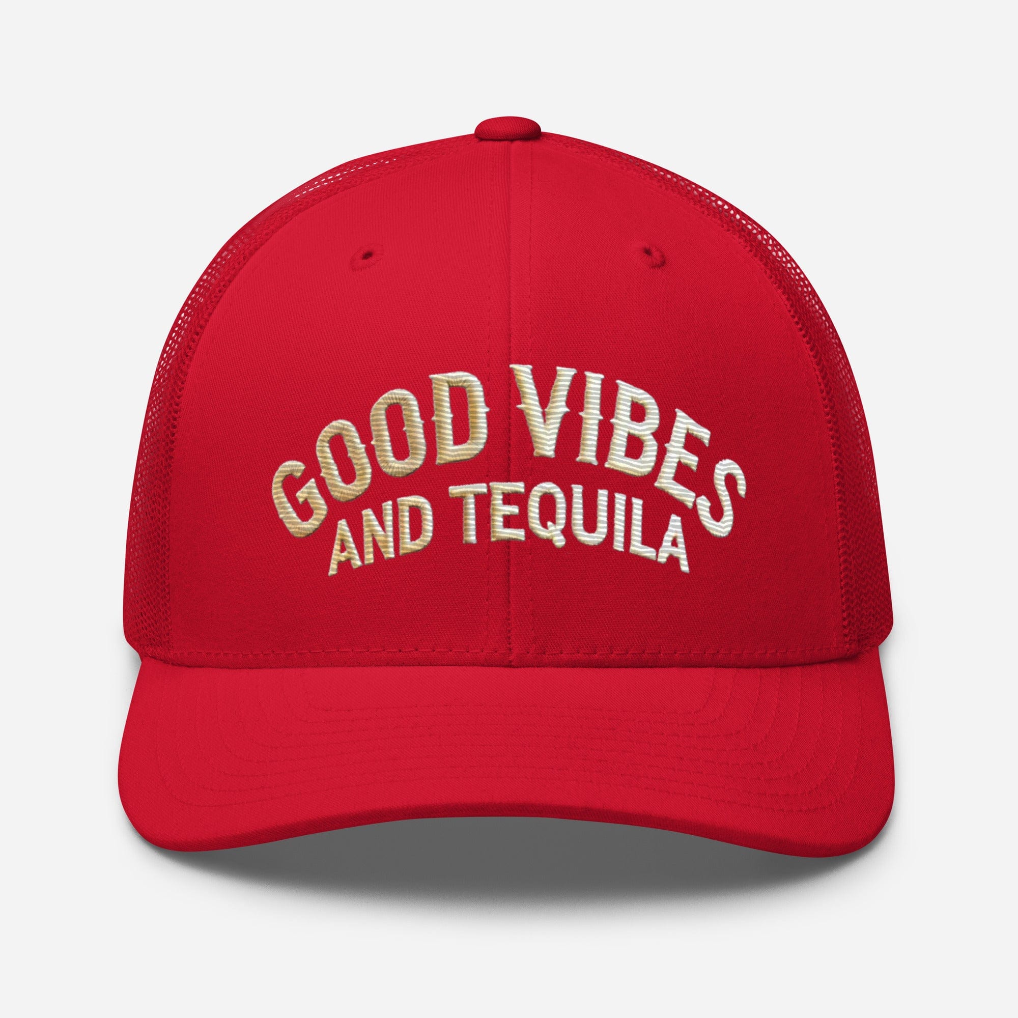 Good Vibes and Tequila Embroidered Trucker Cap: Classic Mesh Back, Adjustable Fit Great Gift - Triniskies