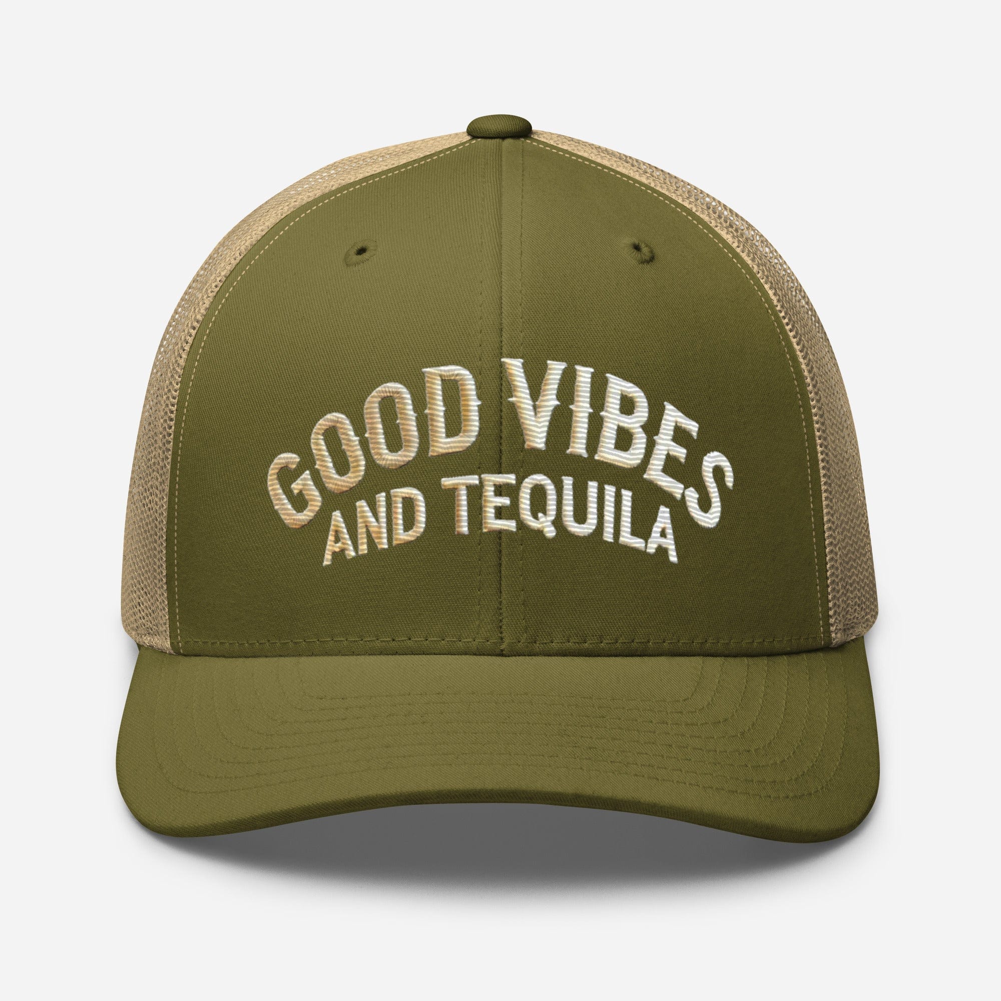 Good Vibes and Tequila Embroidered Trucker Cap: Classic Mesh Back, Adjustable Fit Great Gift - Triniskies