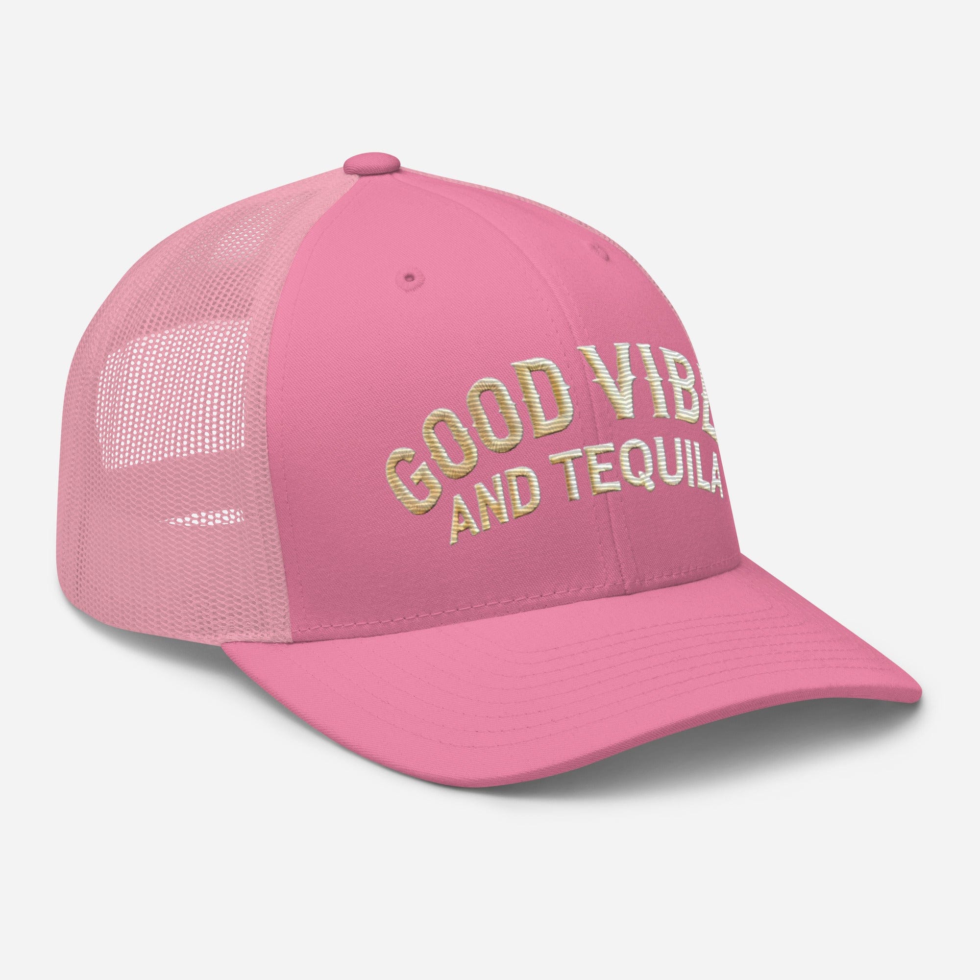 Good Vibes and Tequila Embroidered Trucker Cap: Classic Mesh Back, Adjustable Fit Great Gift - Triniskies