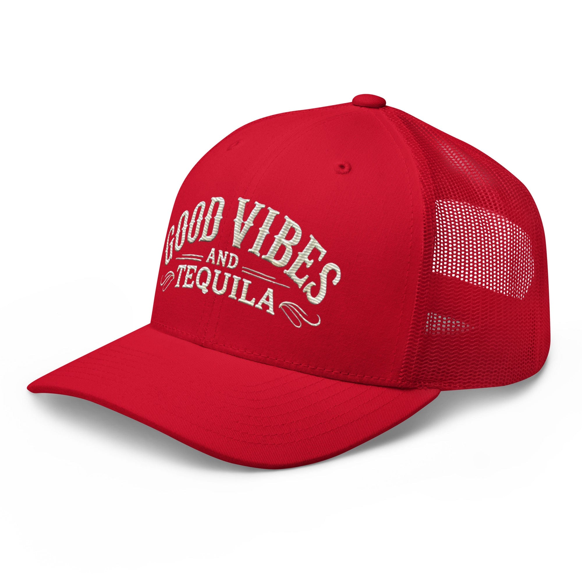 Good Vibes and Tequila Embroidered Trucker Cap: Classic Mesh Back, Adjustable Fit Party Hat Great Gift Idea - Triniskies