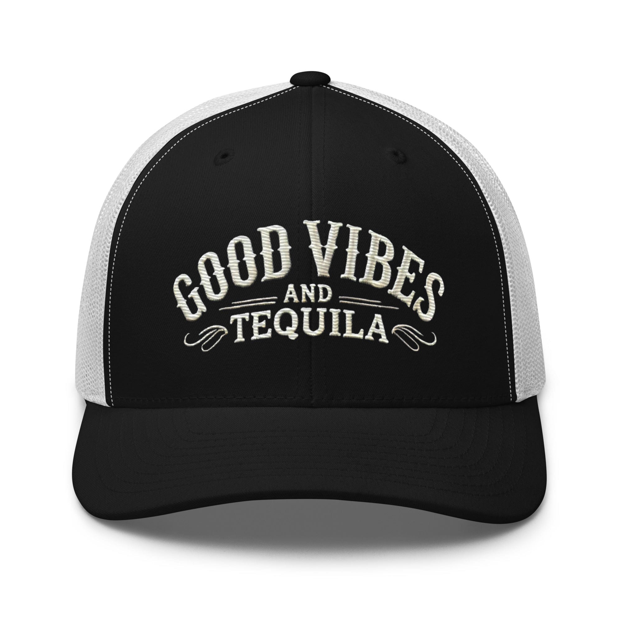 Good Vibes and Tequila Embroidered Trucker Cap: Classic Mesh Back, Adjustable Fit Party Hat Great Gift Idea - Triniskies