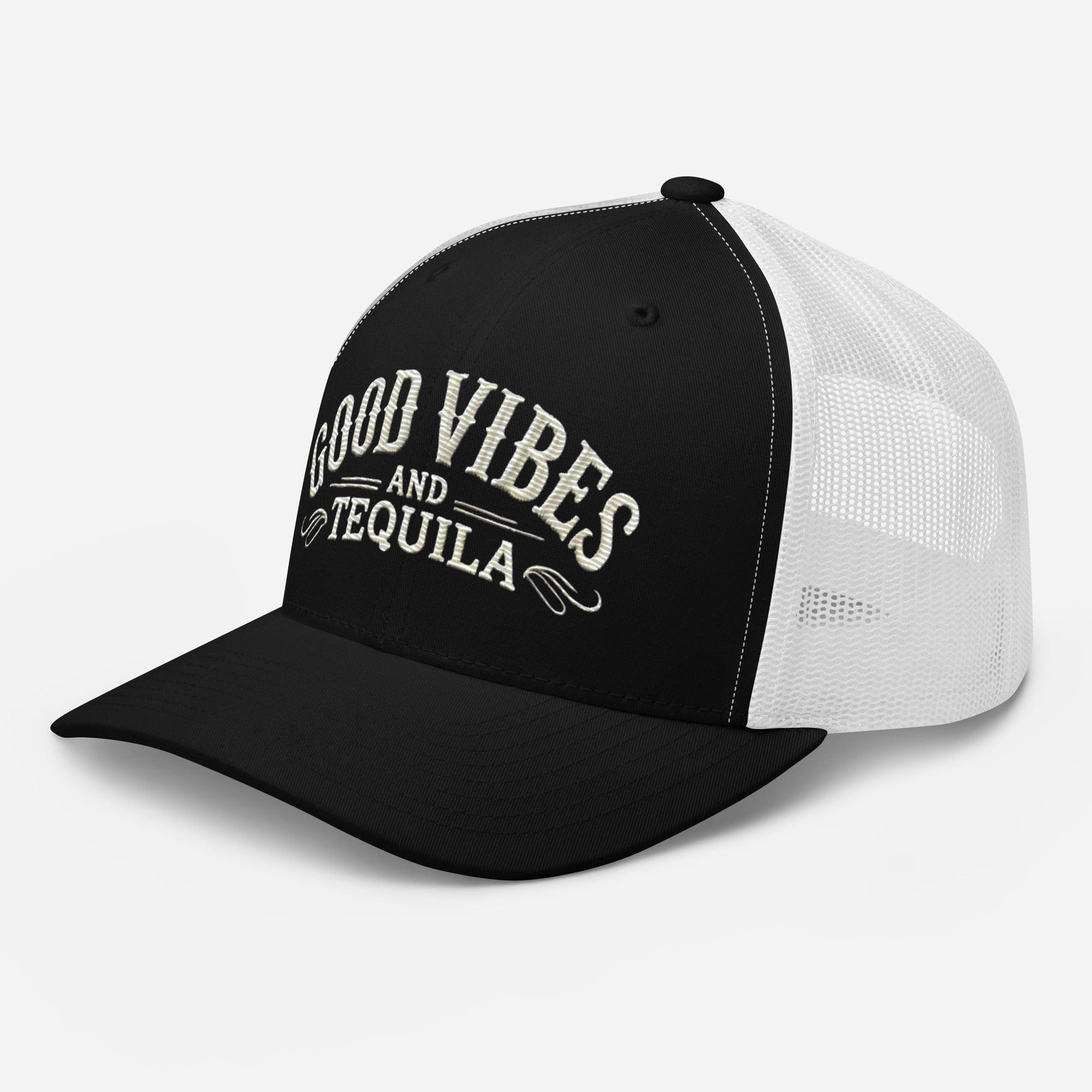 Good Vibes and Tequila Embroidered Trucker Cap: Classic Mesh Back, Adjustable Fit Party Hat Great Gift Idea - Triniskies