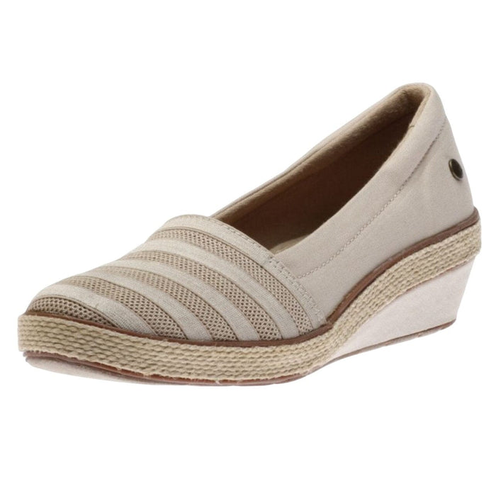 Grasshoppers 7 / Stone / Canvas "Grasshoppers Blaise Wedge Stripe Stone Sandals, Size 7 US - $59.99 MSRP"