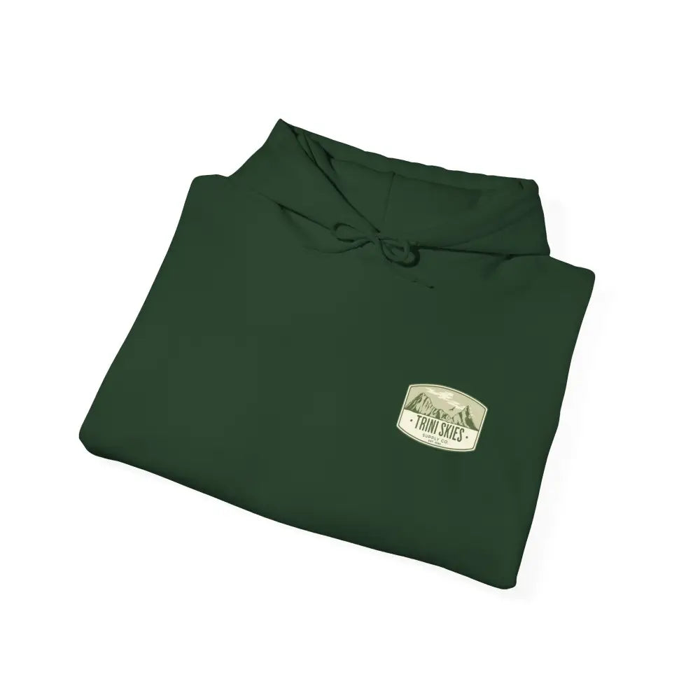 Folded explorer bear hoodie in dark green with chest patch