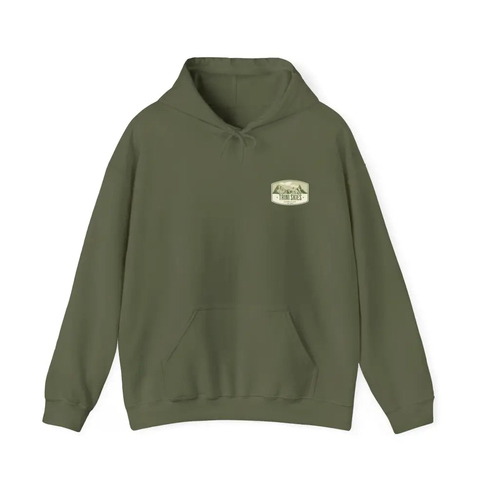 Olive green Great Explorer Bear Graphic Hoodie with pouch pocket