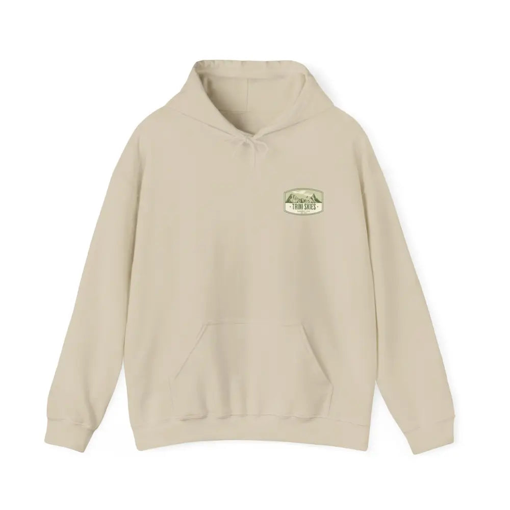 Great Explorer Bear Graphic Hoodie in light beige with green emblem
