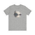Gray unisex Forest Lake graphic tee with hiking shirt design