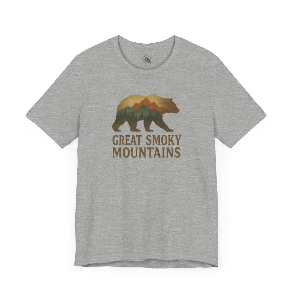 Great Smoky Mountains bear graphic tee on light gray t-shirt