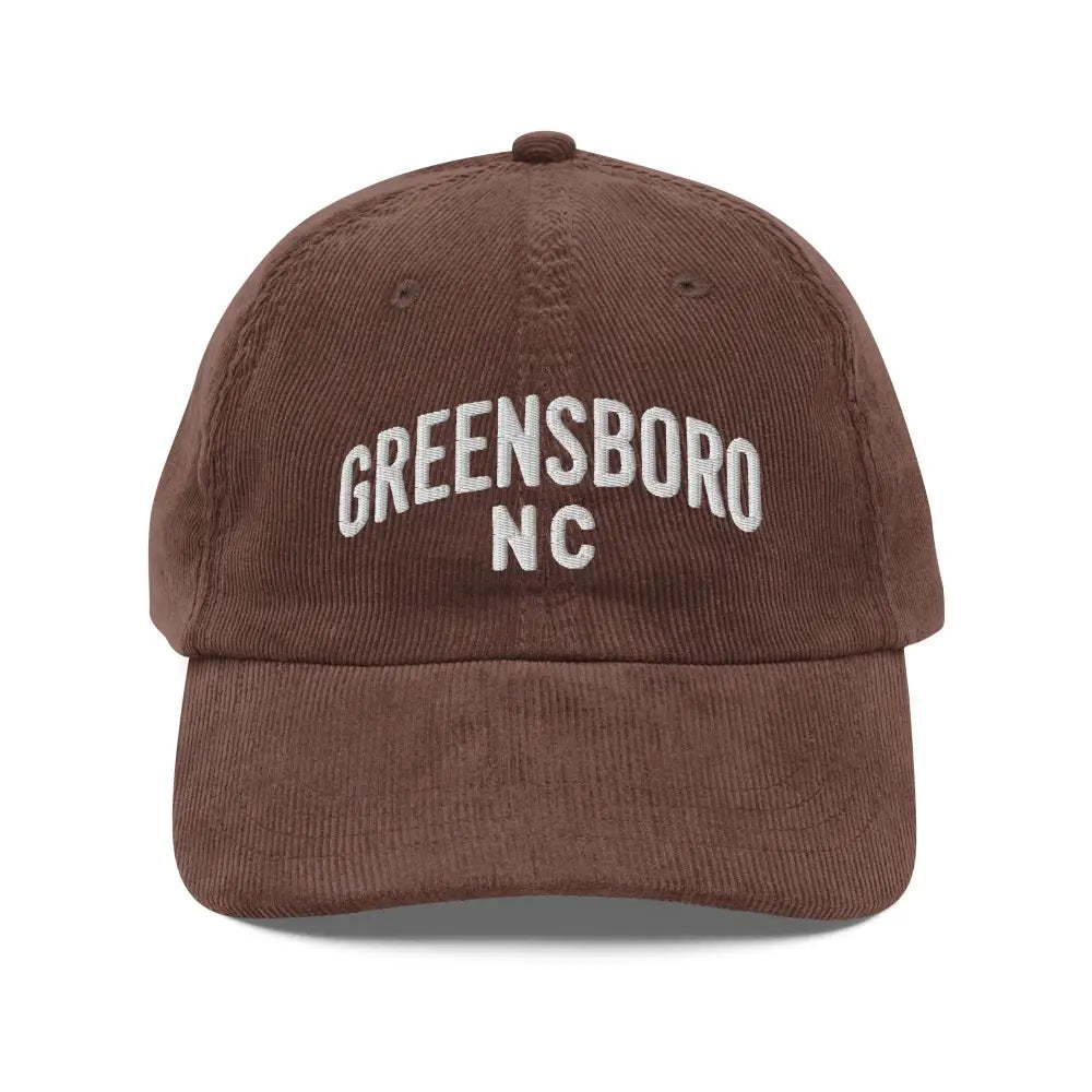 Vintage corduroy cap with Greensboro NC embroidery