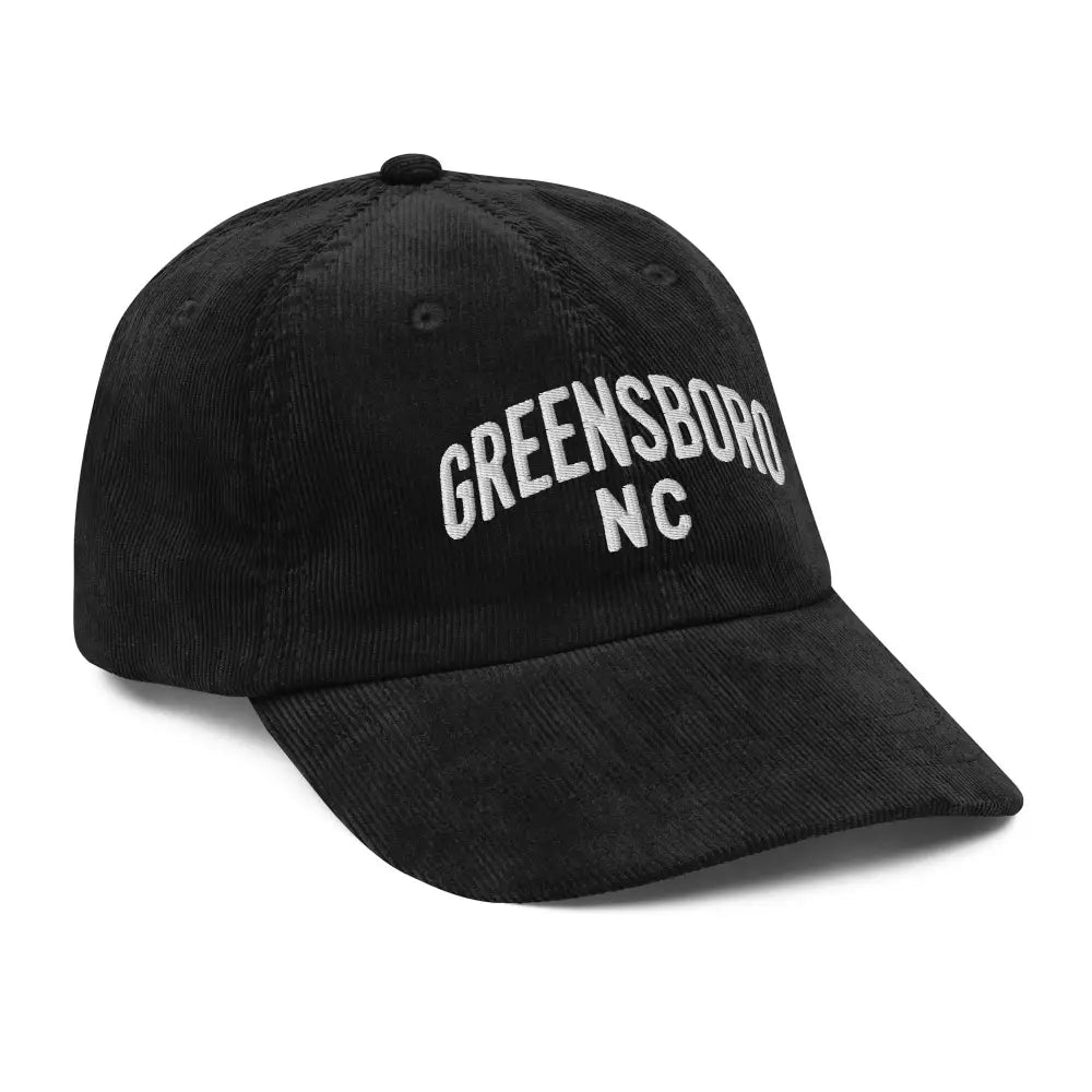 Vintage corduroy cap with Greensboro NC embroidered in white