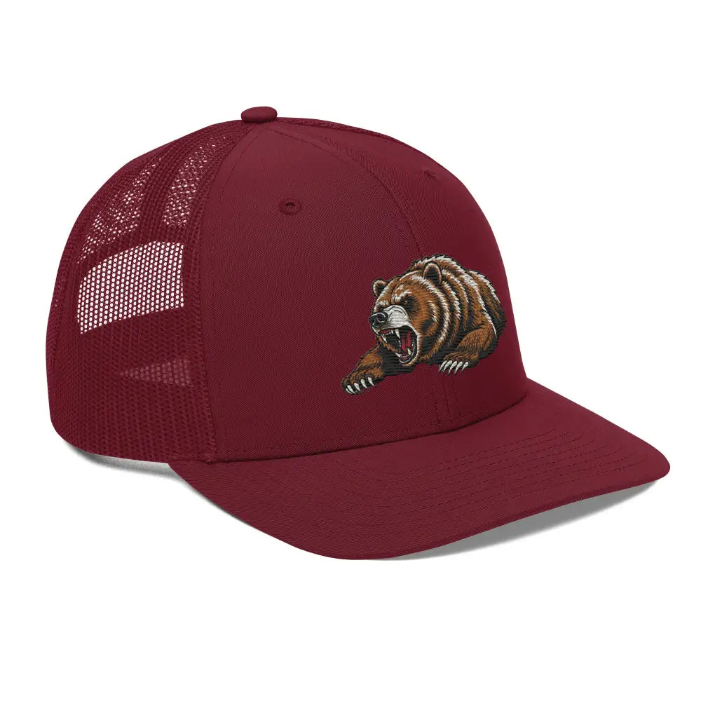 Maroon grizzly bear embroidered Richardson 112 trucker hat