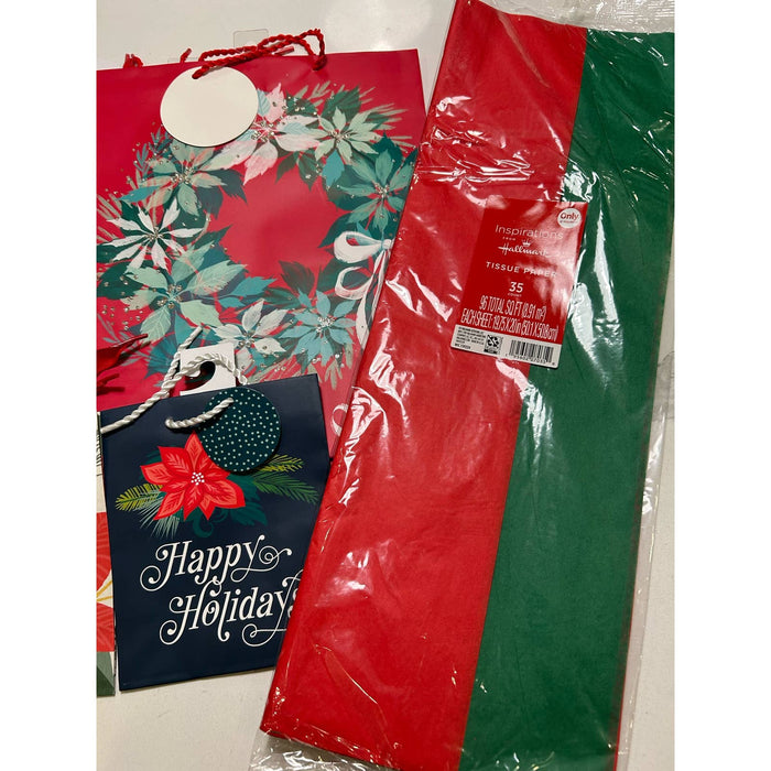 Hallmark Bundle Christmas holiday wrapping 11 bags and tissue paper