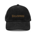 Hallowmere corduroy hat with gothic dark academia embroidered gold text
