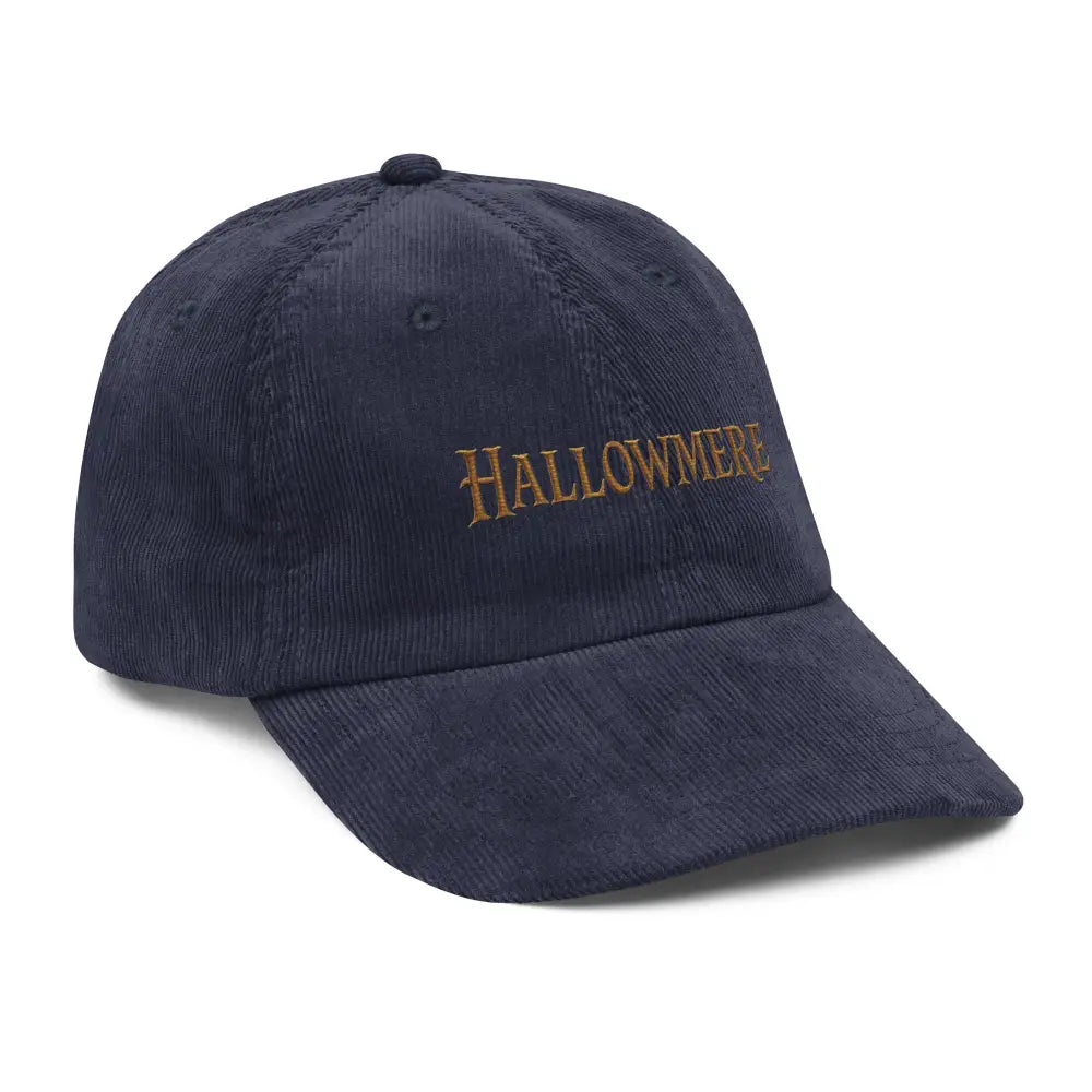 Hallowmere corduroy hat with gothic dark academia embroidered gold HALLOWMERE