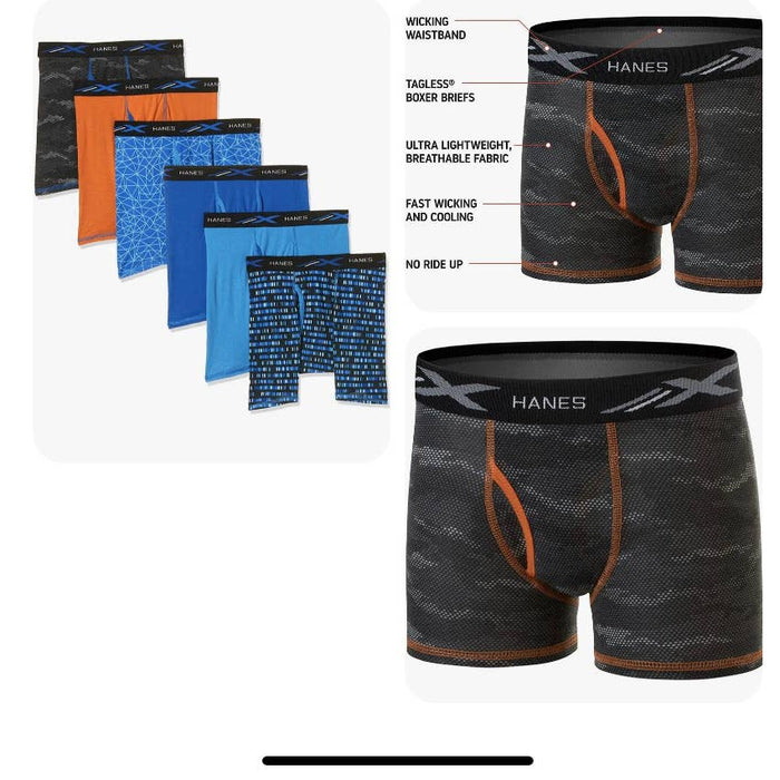 Hanes Hanes Boys' Boxer Brief Assorted Prints & Solids, Size Small 6-8  UW11