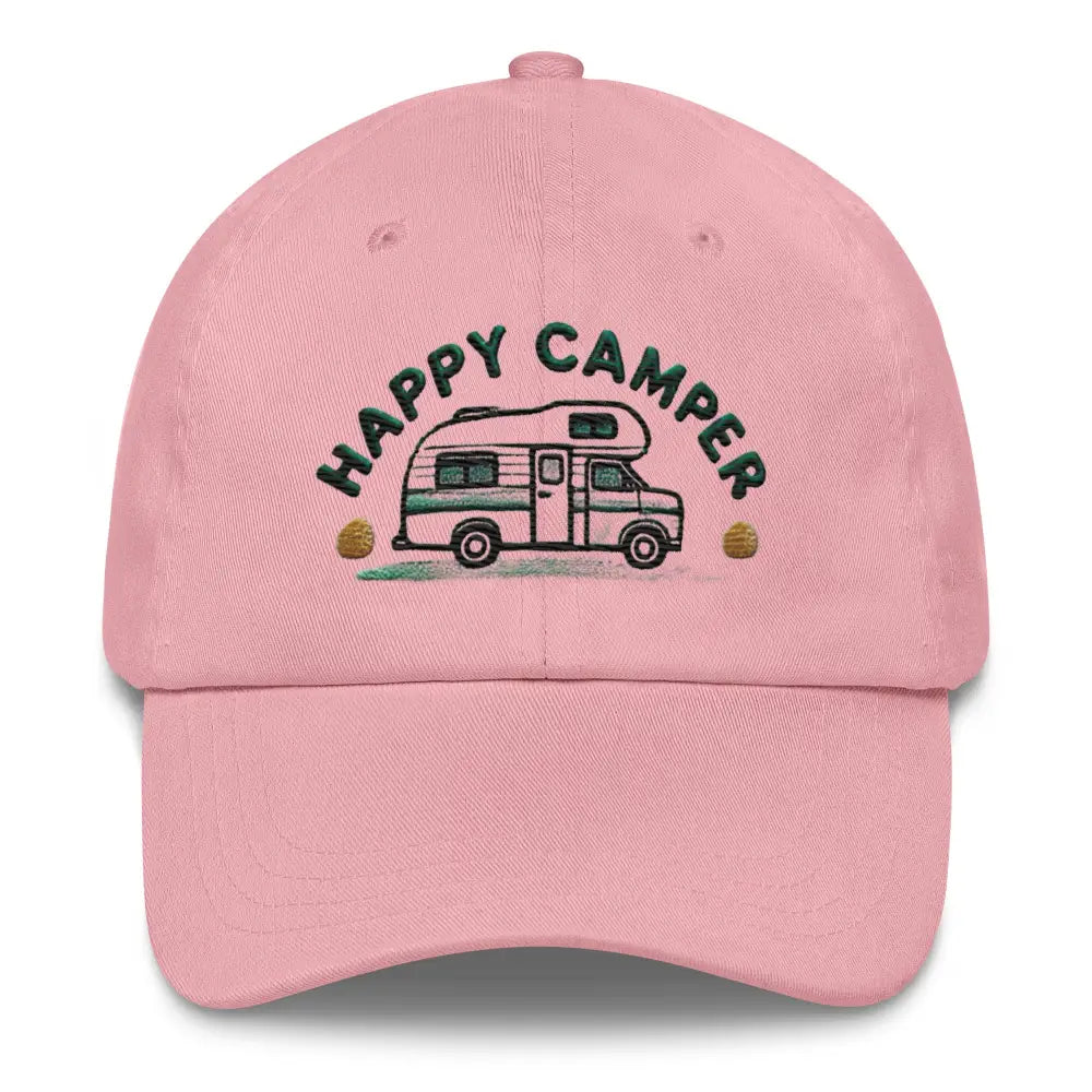 Pink Trini Skies Happy Camper Dad embroidered corduroy cap