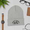 Light gray happy camper embroidered cuffed beanie