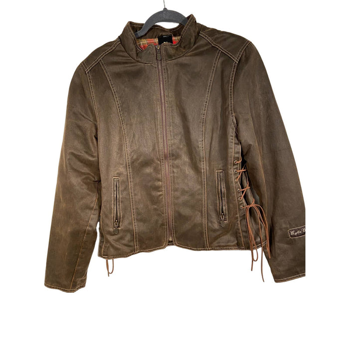 Hard Rock Cafe Large / Brown Hard Rock Cafe Myrtle Beach Distressed Faux Leather Jacket * Size L -w2005