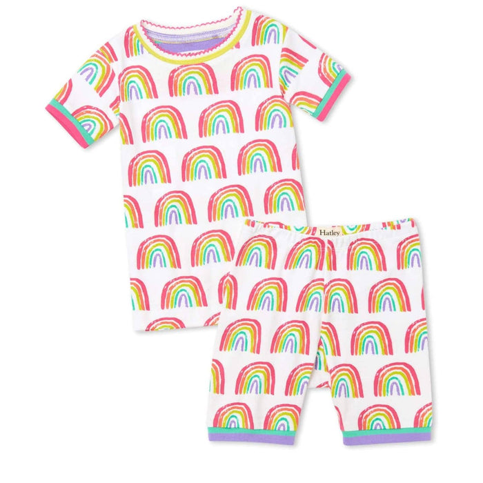 Hatley 2 / multi Hatley Girls' Organic Cotton Short 2-Piece PJ Set, Sz 2 * Rainbow Inspire k300