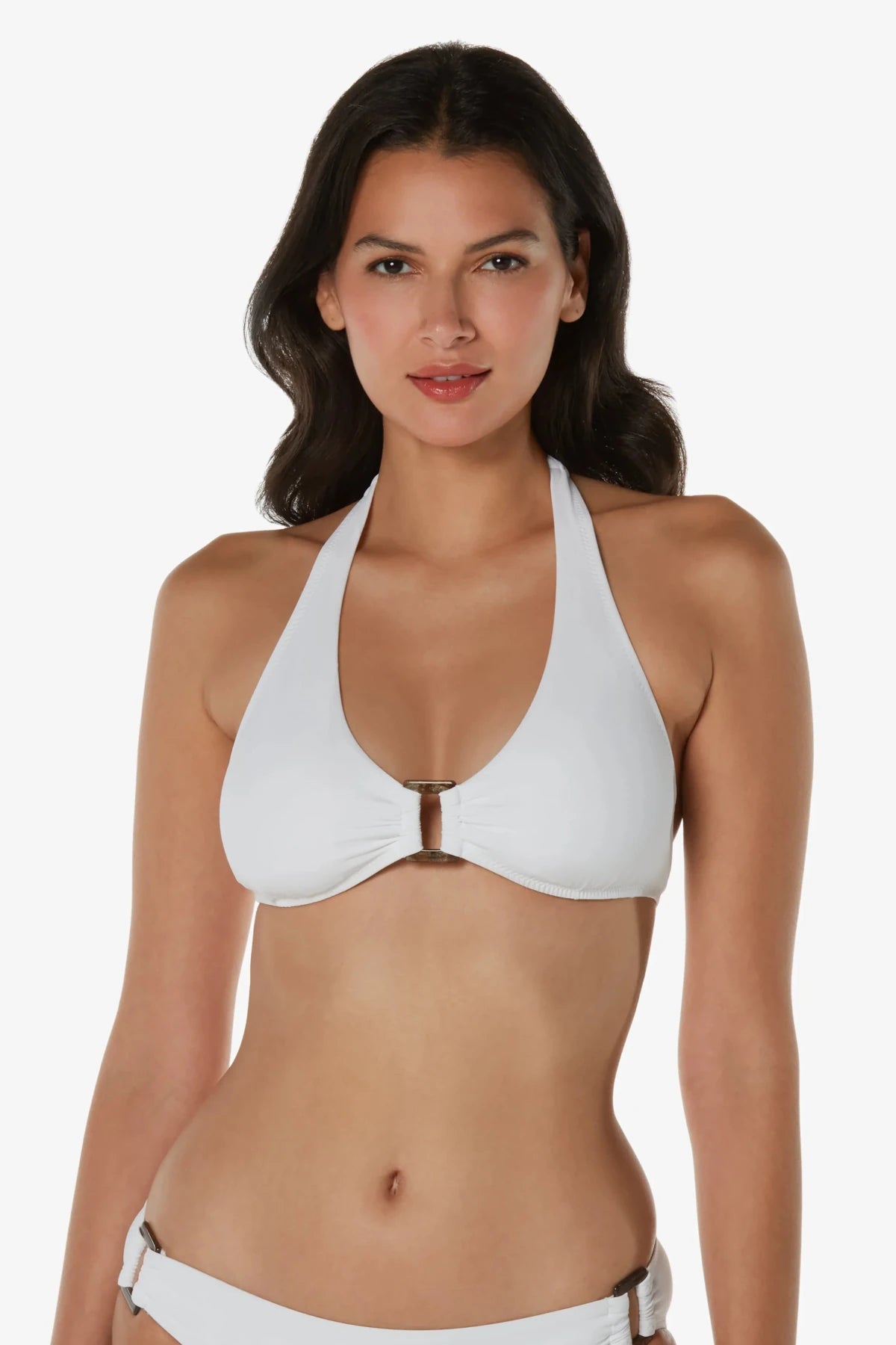 Helen Jon Tortoise Halter Bikini Top – Textured White - Triniskies