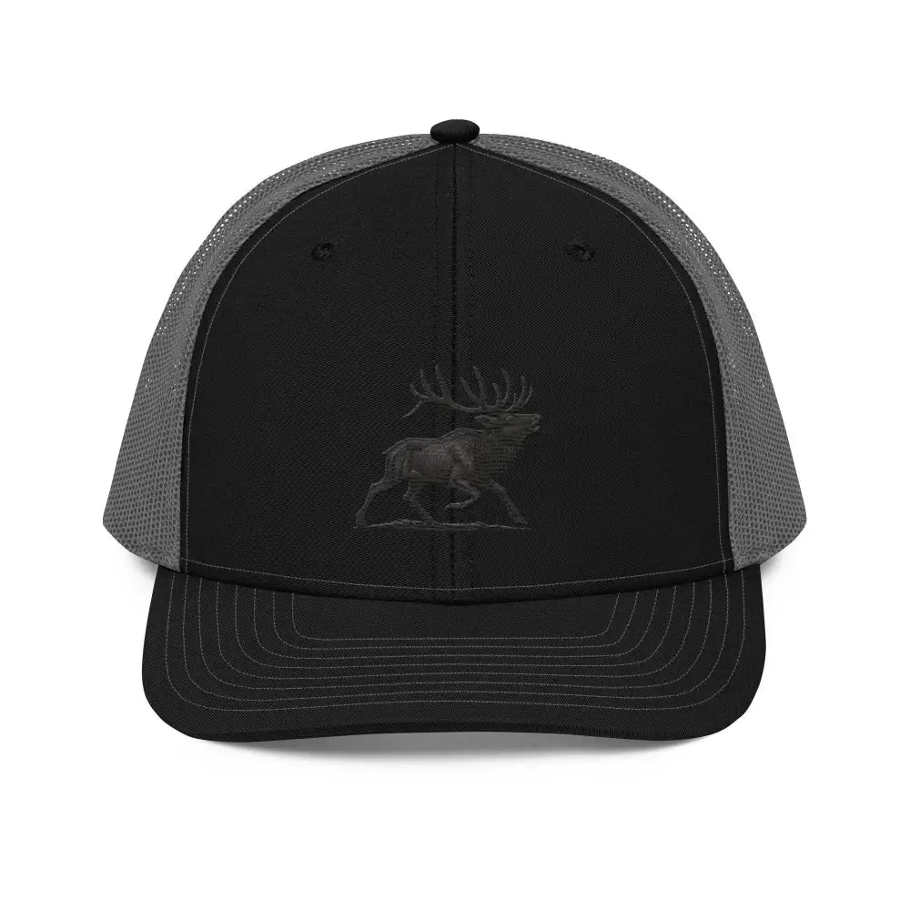 Heritage Elk Embroidered Trucker Cap with Black Gray Mesh