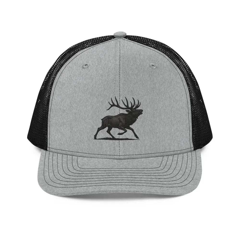 Heritage Elk Embroidered Trucker Cap with Gray Black Elk