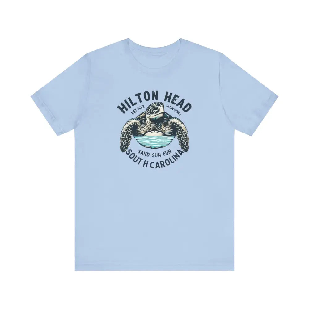 Light blue sea turtle graphic tee with beach vibes cotton unisex