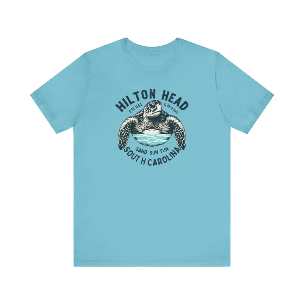 Light blue sea turtle graphic tee with beach vibes