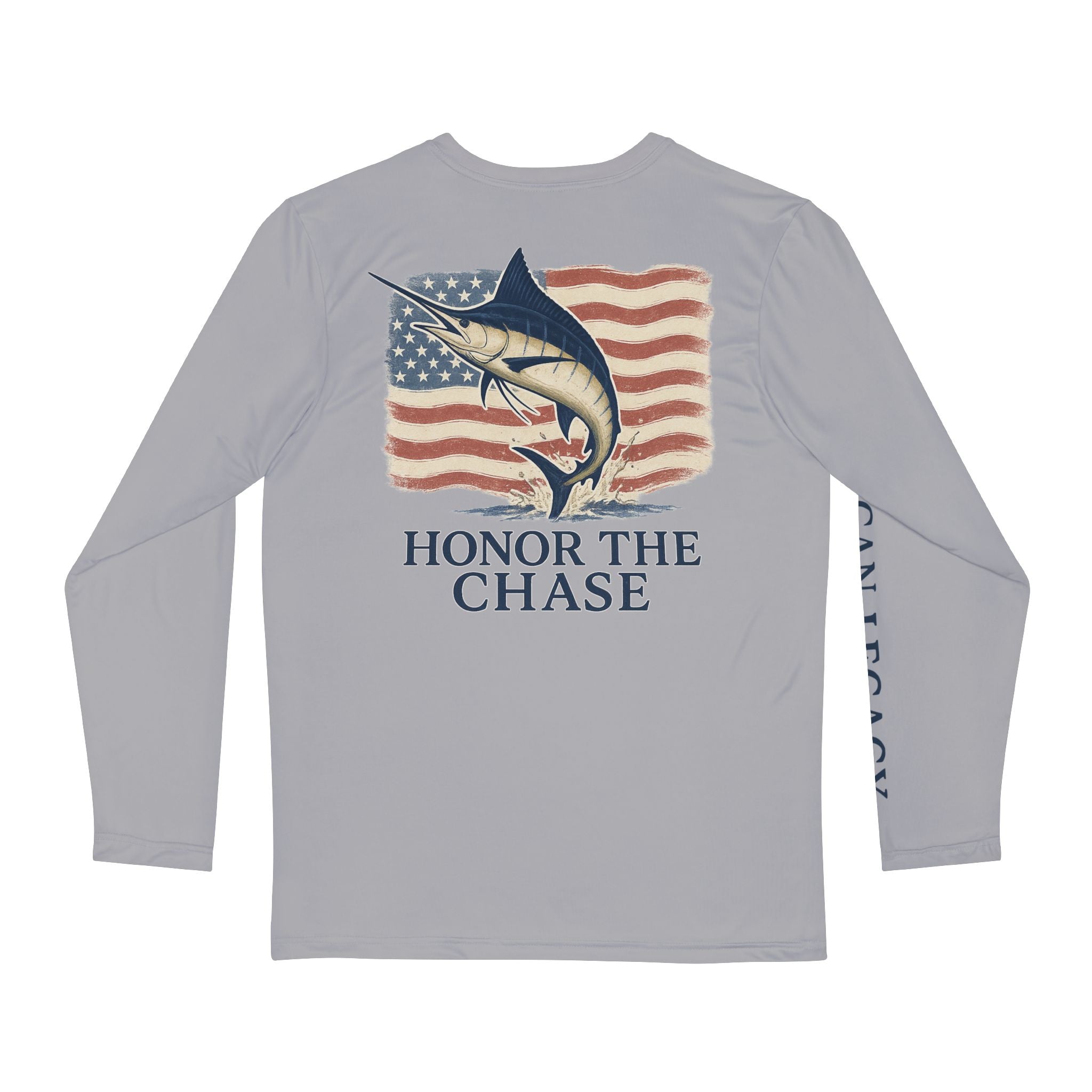 Honor the Chase Marlin Patriotic Long Sleeve Shirt USA Fishing Tee American Legacy Performance Shirt UV Protection - Triniskies