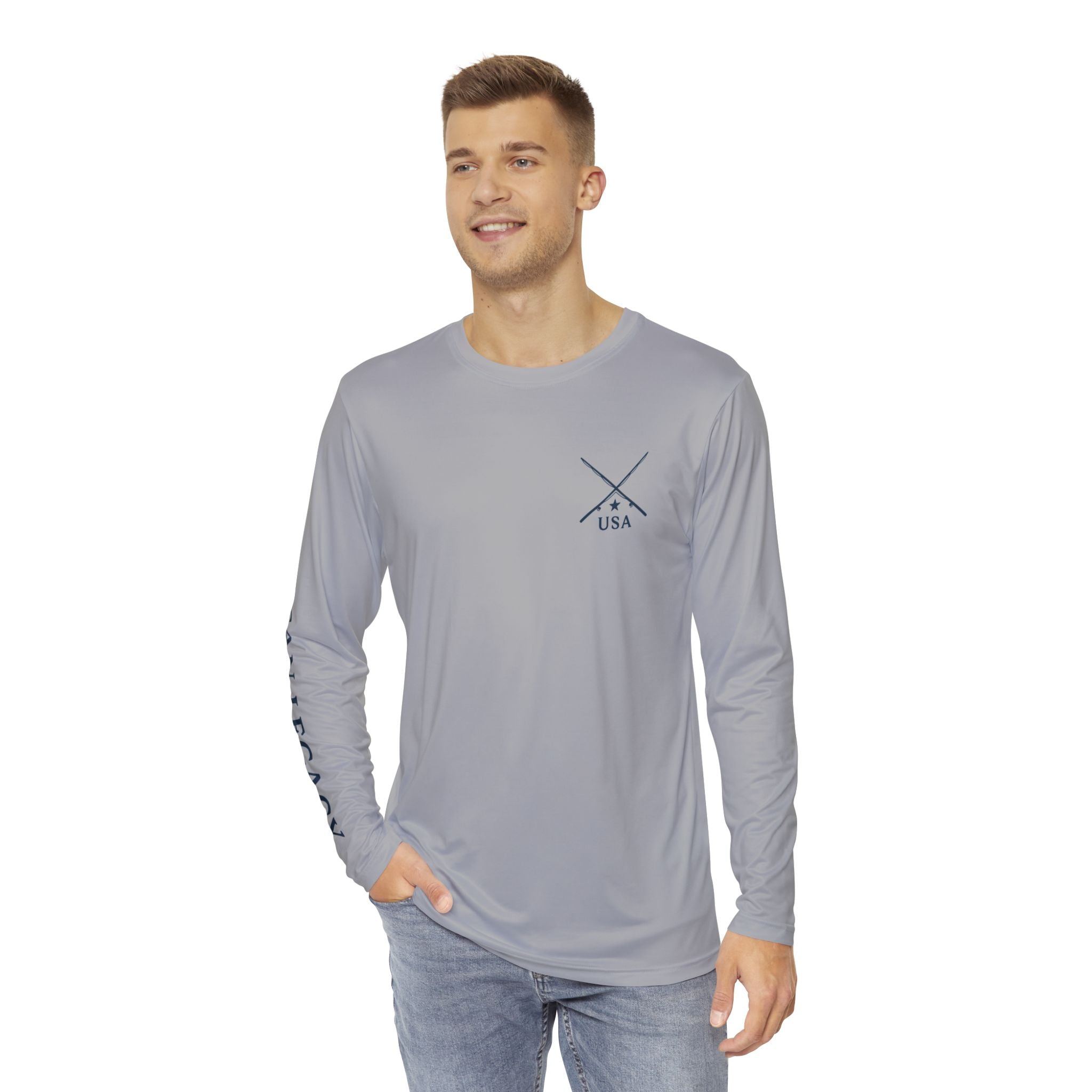 Honor the Chase Marlin Patriotic Long Sleeve Shirt USA Fishing Tee American Legacy Performance Shirt UV Protection - Triniskies