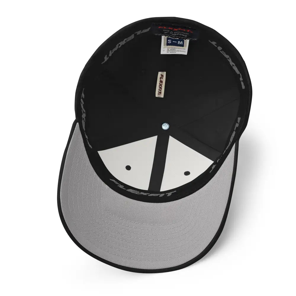 Hooked Minimalist Fishing Flexfit Hat with bold line-art fish embroidery