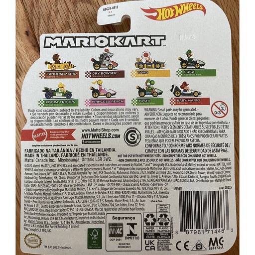 Hot Wheels Multicolor 4 MARIO KART Hot Wheels Cars Diecast Vehicles Princess Luigi Toad, Koopa Troopa