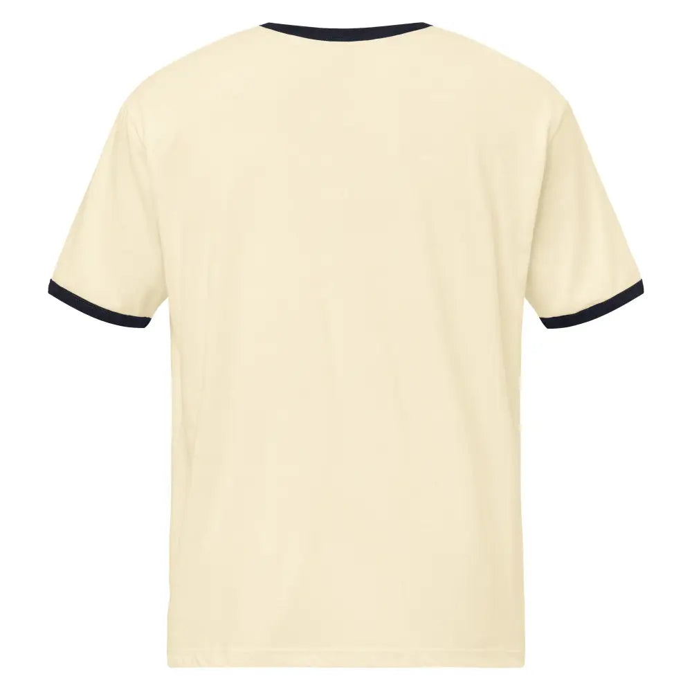 Funny retro otter vintage inspired cream ringer t-shirt with navy trim