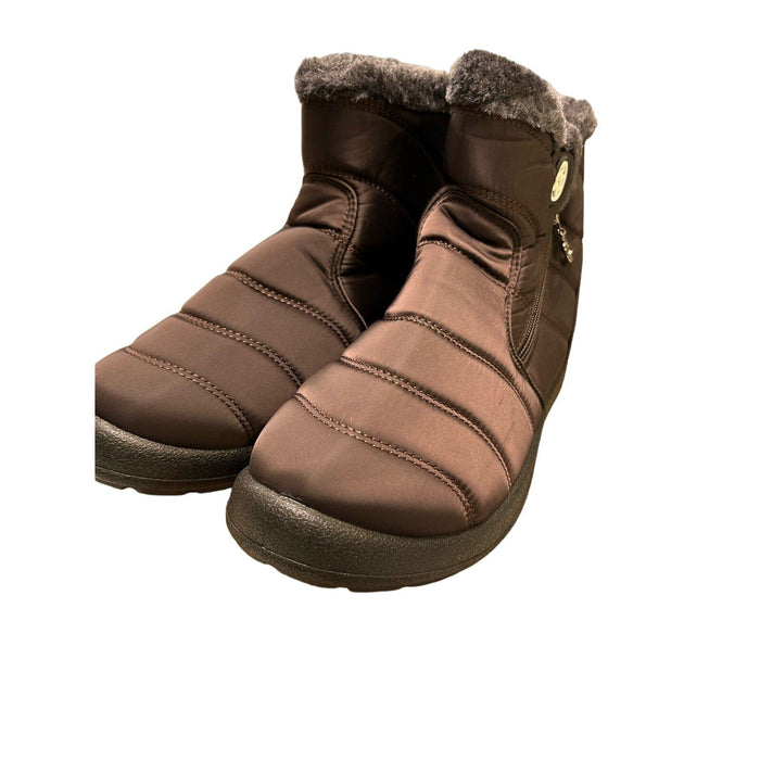 Hsyooes Brown / 9.5 Hsyooes Women's Warm Fur Lined Snow Boots - Waterproof Booties - Black, Size 9.5