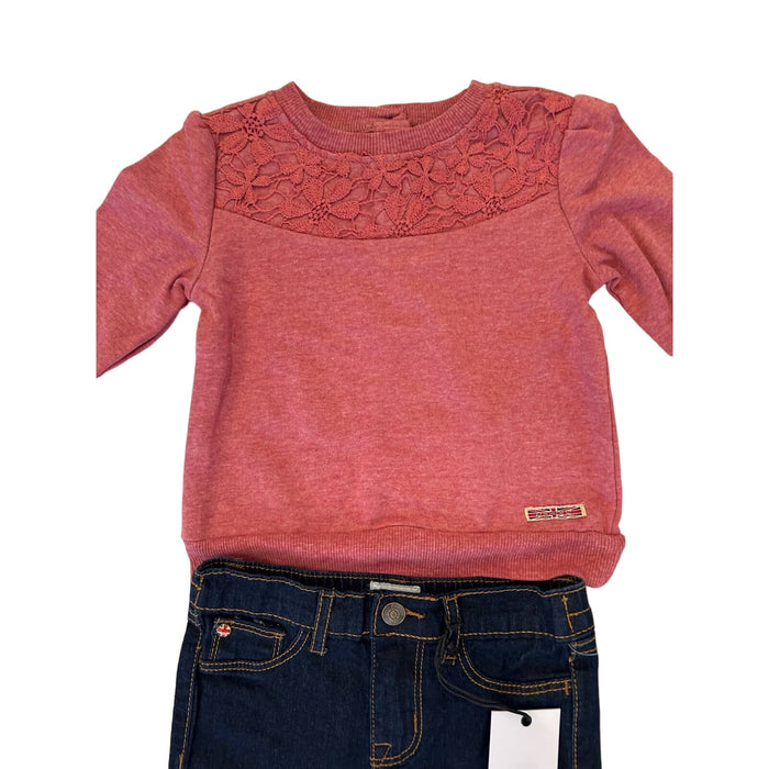 Hudson 2T / Red Hudson Adorable 2-Piece Set - Jeans & Long Sleeve Shirt, Size 2T K32  *